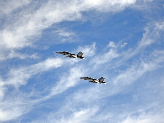 Fighter jets in clouds